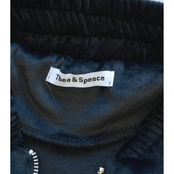 THEO & SPENCE WOMEN NWT FULL ZIP TEXTURED VELOUR BLACK BOMBER JACKET. SIZE M - Picture 10 of 11